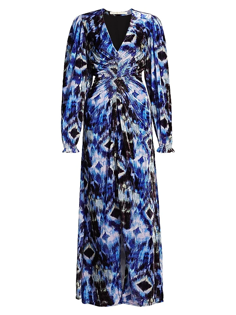 Elsabeth Abstract Velvet Maxi-Dress