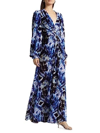 Elsabeth Abstract Velvet Maxi-Dress