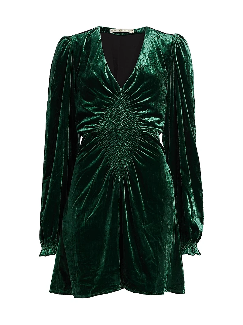 Eliza Smocked Velvet Minidress