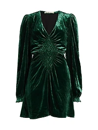 Eliza Smocked Velvet Minidress