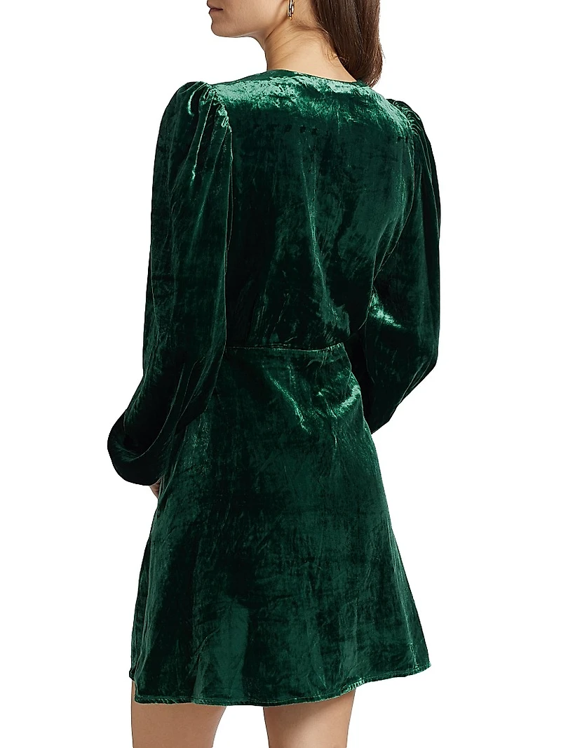 Eliza Smocked Velvet Minidress