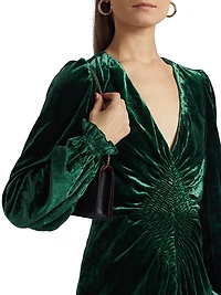 Eliza Smocked Velvet Minidress