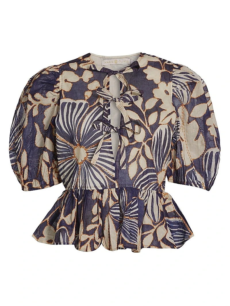 Estella Floral Cotton Puff Sleeve Top