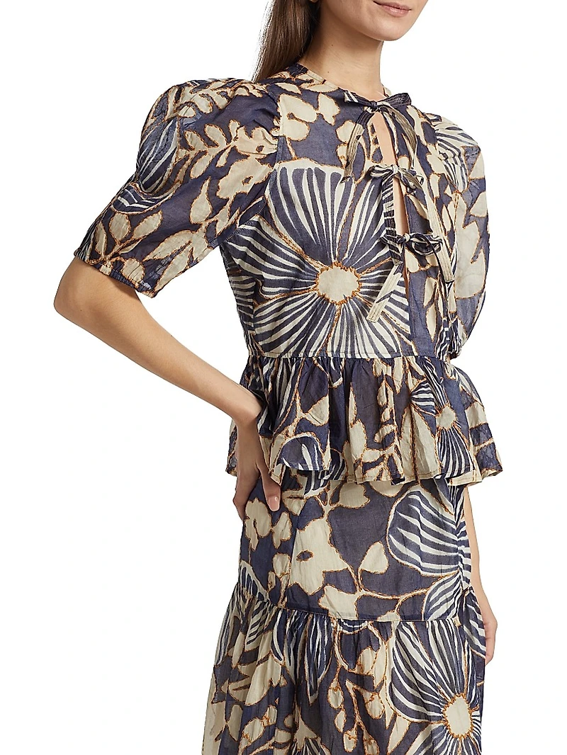 Estella Floral Cotton Puff Sleeve Top