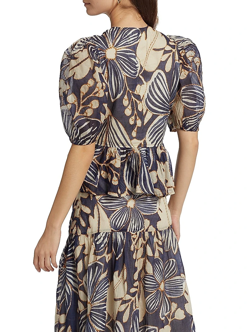 Estella Floral Cotton Puff Sleeve Top