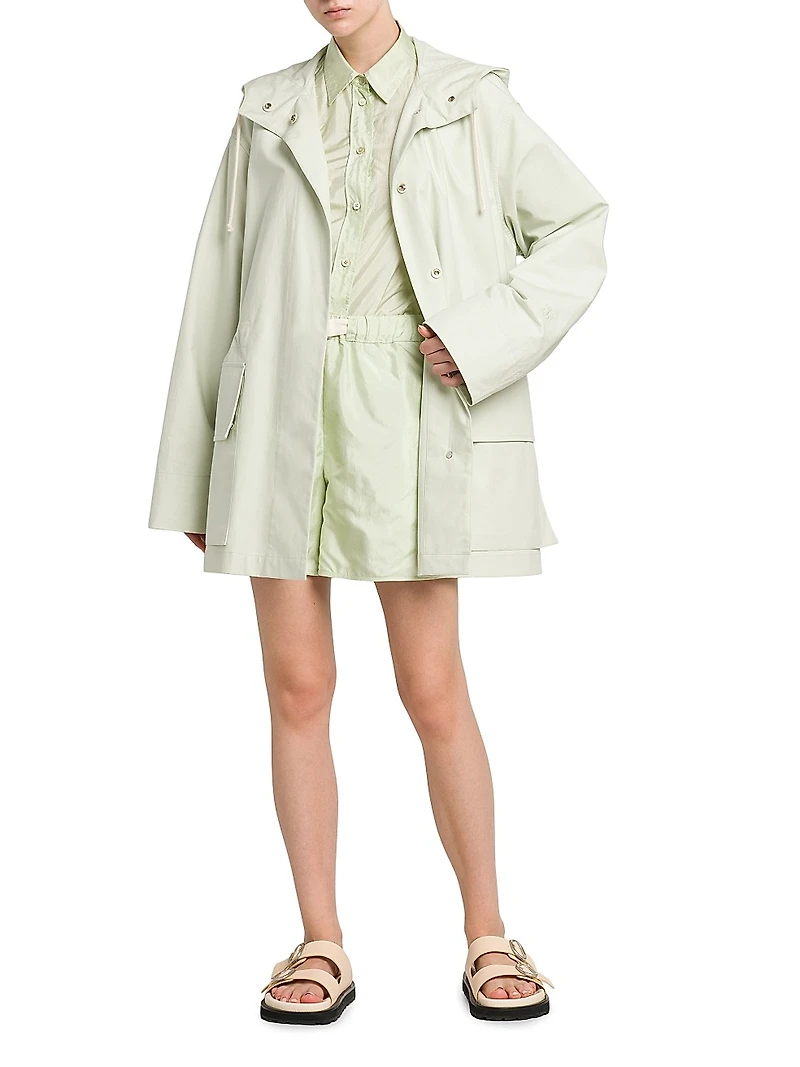 Silk-Blend Long-Sleeve Crop Shirt