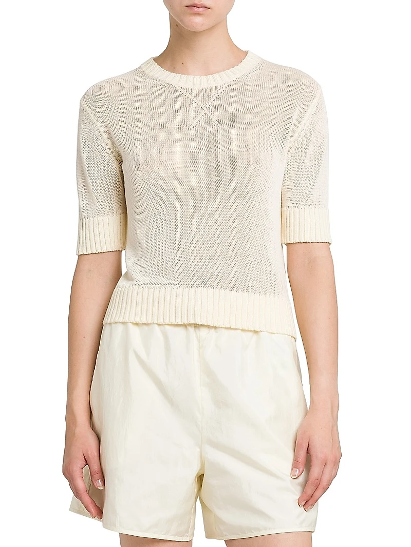 Cotton Knit Crop T-Shirt