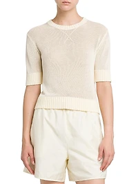 Cotton Knit Crop T-Shirt