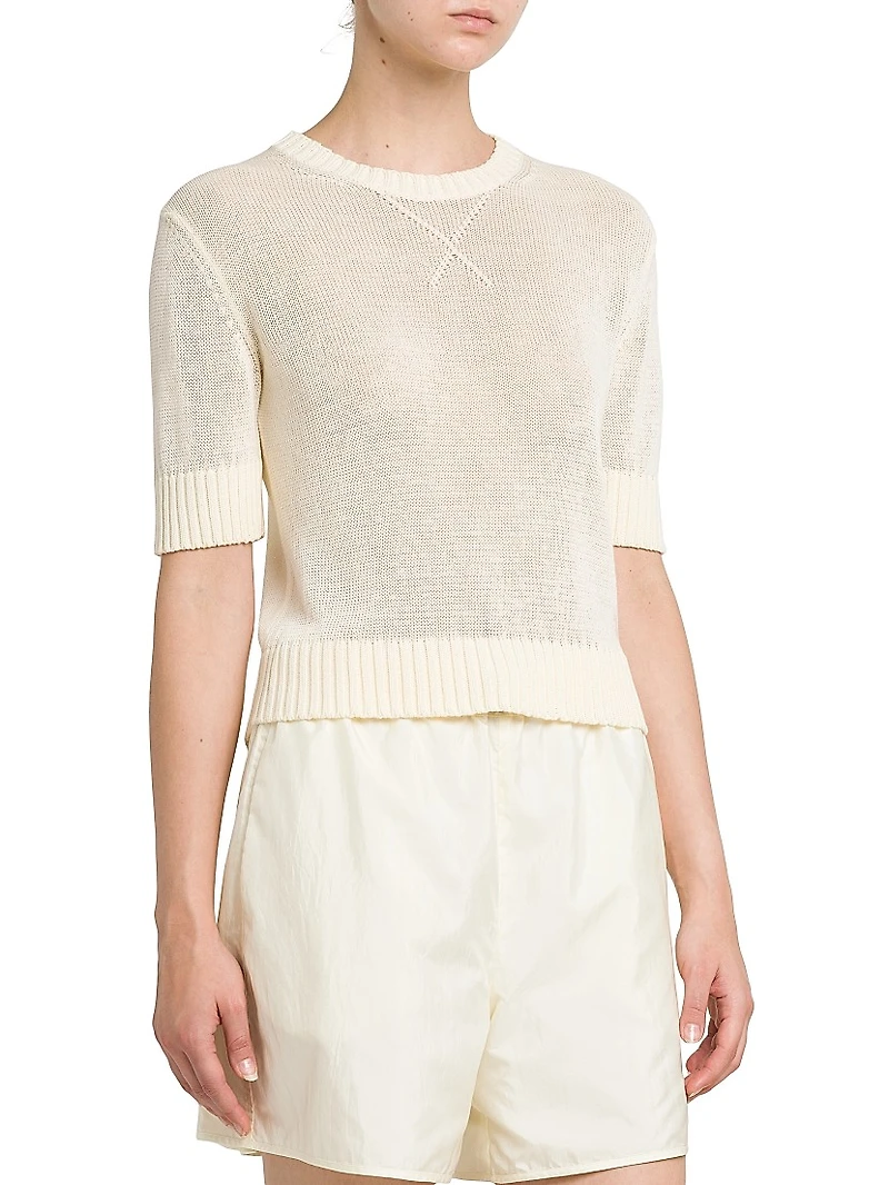 Cotton Knit Crop T-Shirt