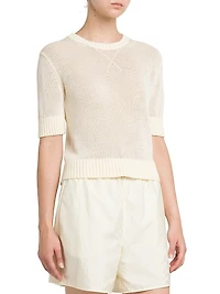 Cotton Knit Crop T-Shirt