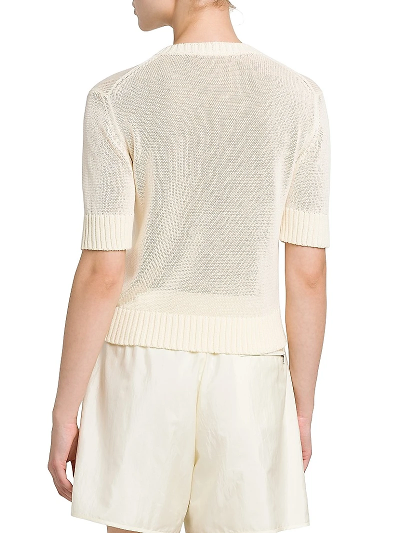 Cotton Knit Crop T-Shirt