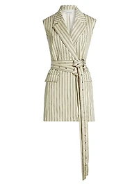 Vivi Pinstriped Cotton-Blend Vest