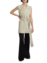 Vivi Pinstriped Cotton-Blend Vest