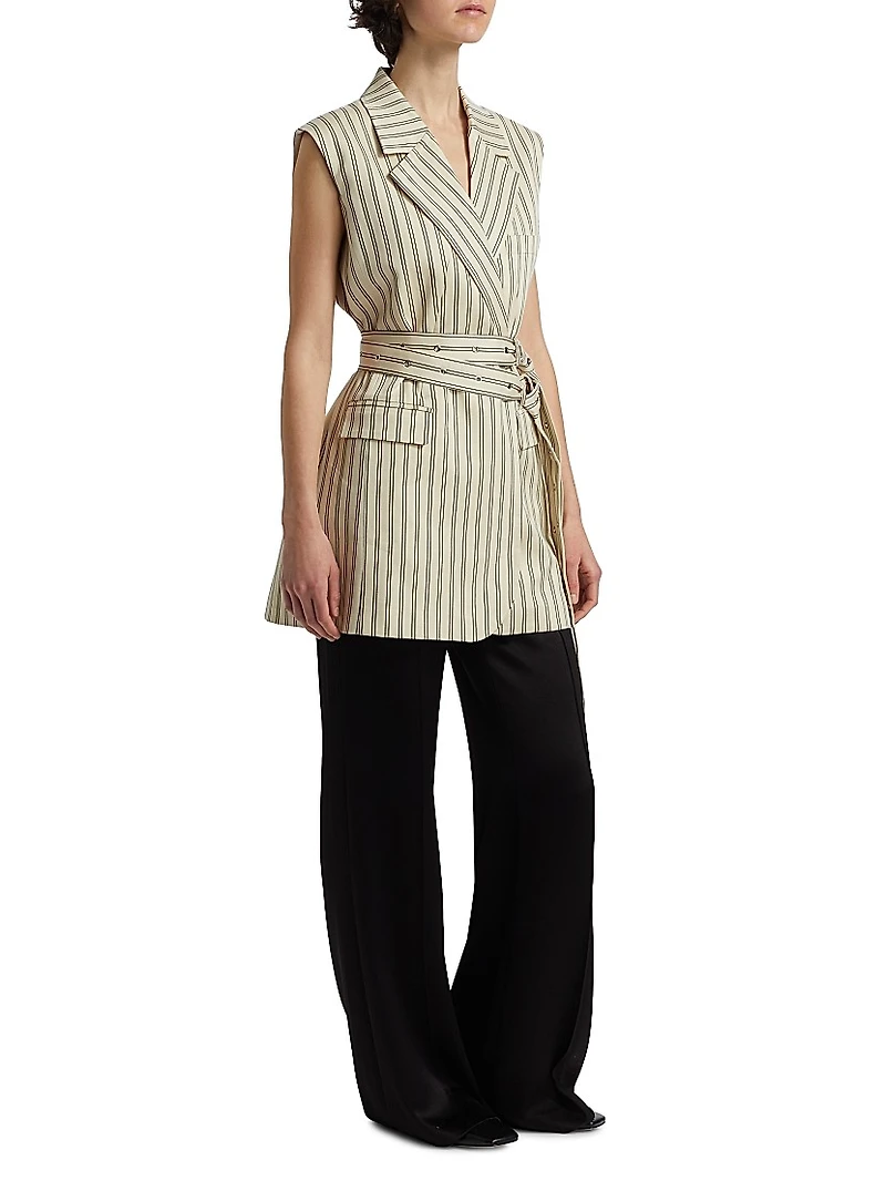 Vivi Pinstriped Cotton-Blend Vest