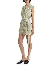 Vivi Pinstriped Cotton-Blend Vest