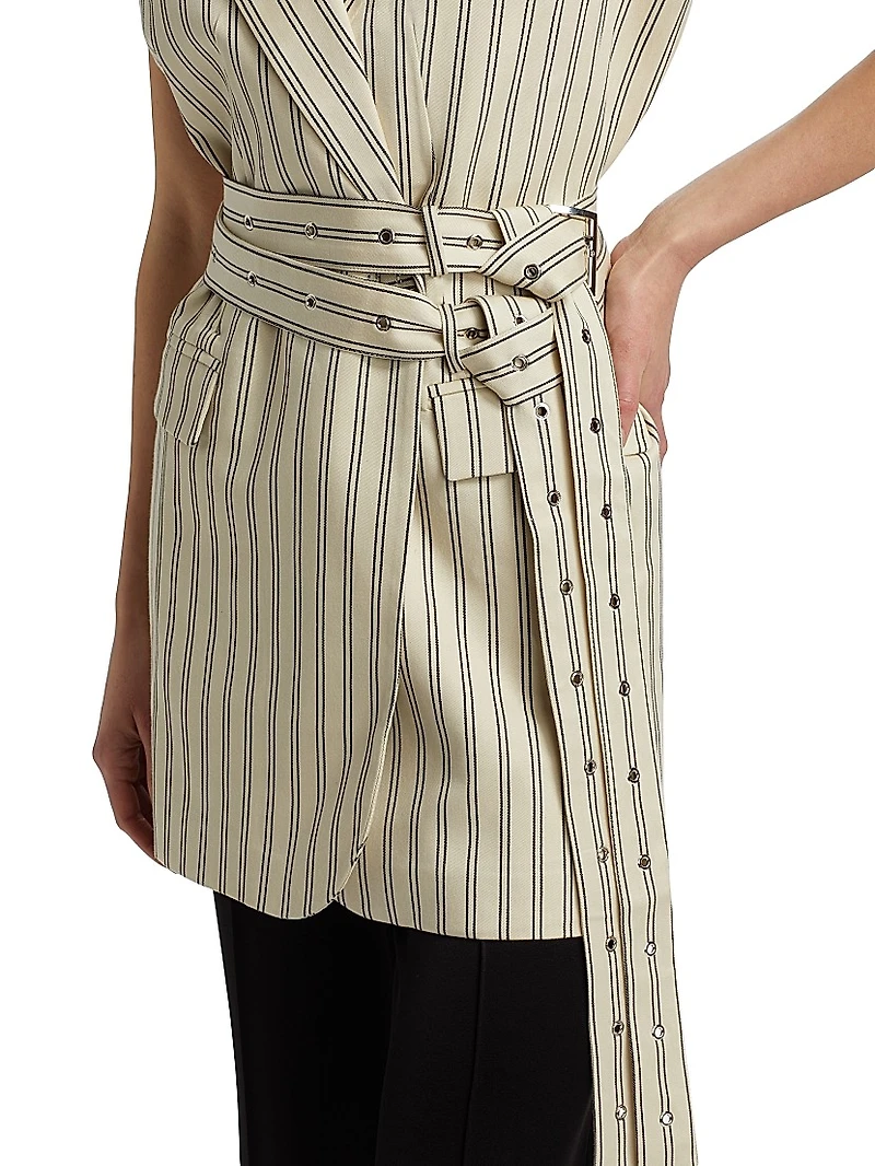 Vivi Pinstriped Cotton-Blend Vest
