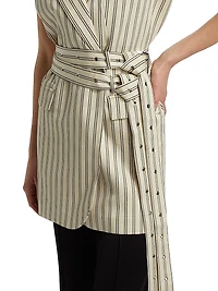 Vivi Pinstriped Cotton-Blend Vest
