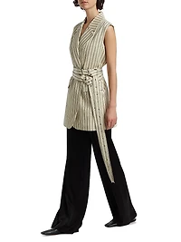 Vivi Pinstriped Cotton-Blend Vest