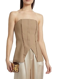 Liz Distressed-Seam Bustier Top