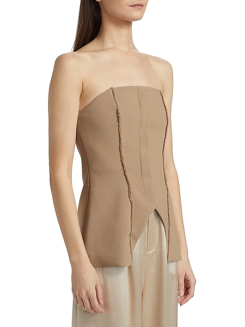 Liz Distressed-Seam Bustier Top