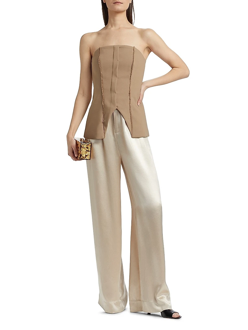 Liz Distressed-Seam Bustier Top