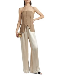 Liz Distressed-Seam Bustier Top