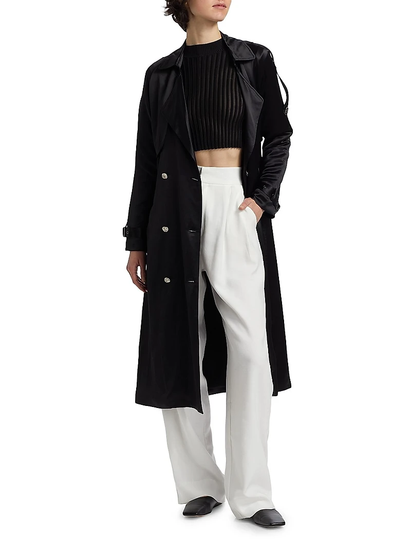 Violet Double-Breasted Trench Coat