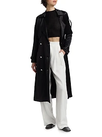 Violet Double-Breasted Trench Coat