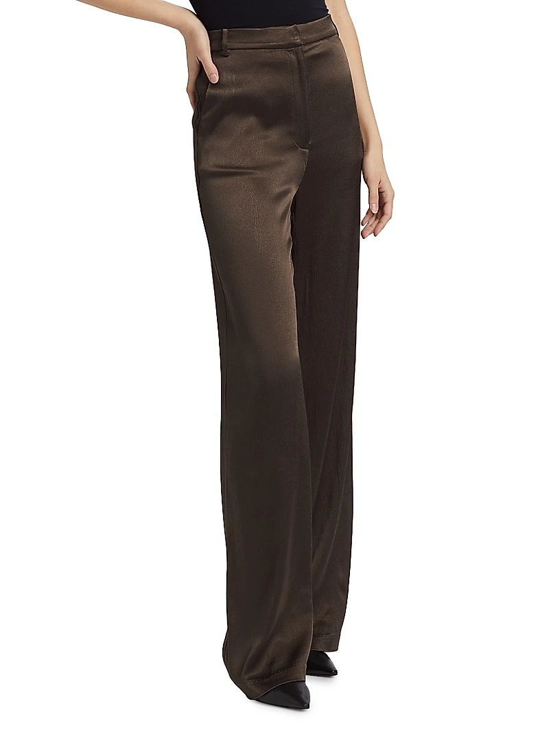 Pauline Satin Wide-Leg Pants