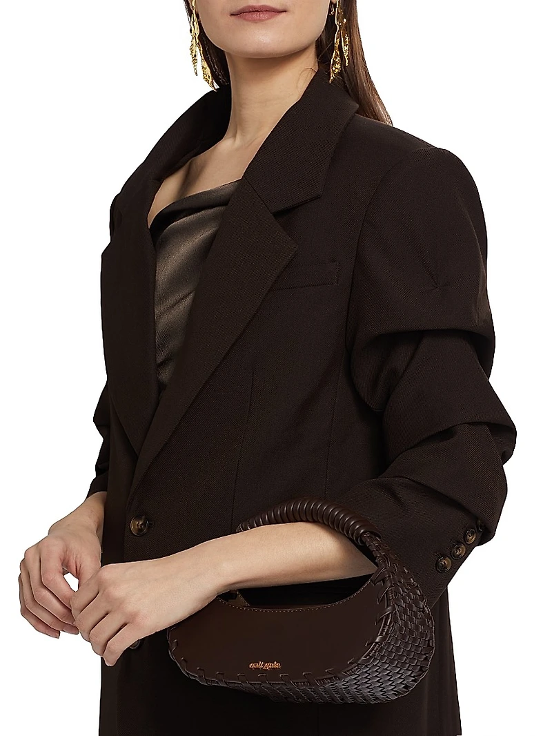 Roma Ruched-Sleeve Single-Breasted Blazer