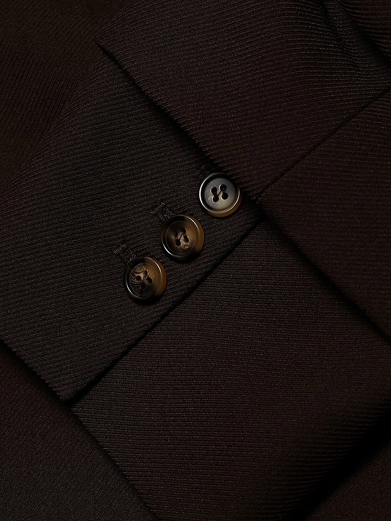 Roma Ruched-Sleeve Single-Breasted Blazer