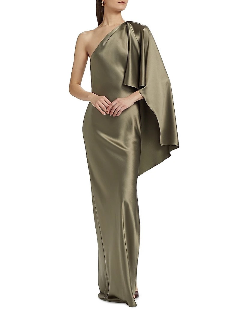 Lovell One-Shoulder Satin Gown