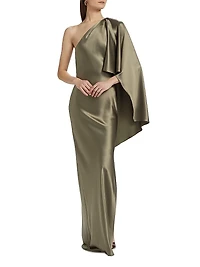 Lovell One-Shoulder Satin Gown
