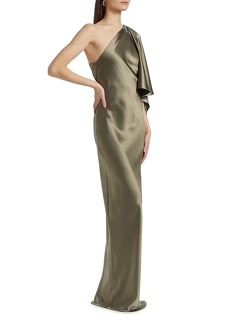 Lovell One-Shoulder Satin Gown
