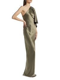 Lovell One-Shoulder Satin Gown