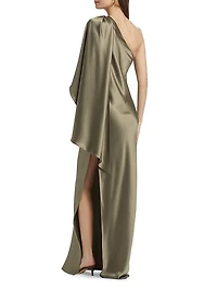 Lovell One-Shoulder Satin Gown