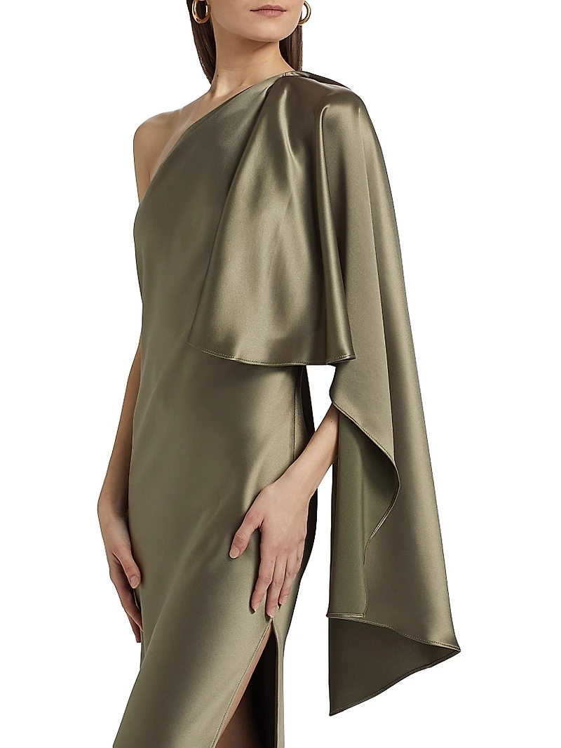 Lovell One-Shoulder Satin Gown