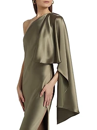 Lovell One-Shoulder Satin Gown