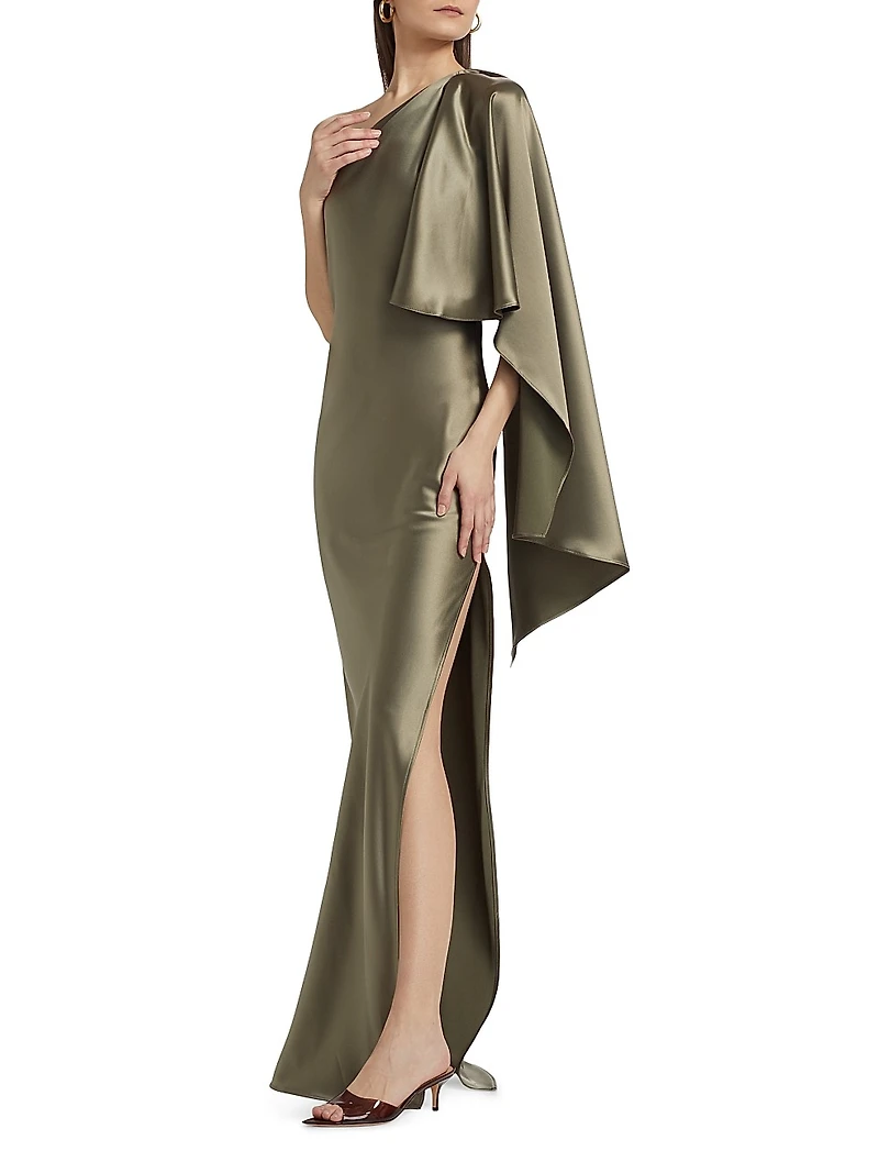 Lovell One-Shoulder Satin Gown