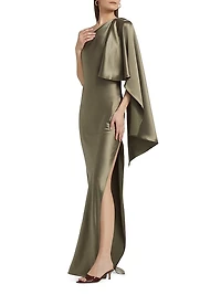 Lovell One-Shoulder Satin Gown