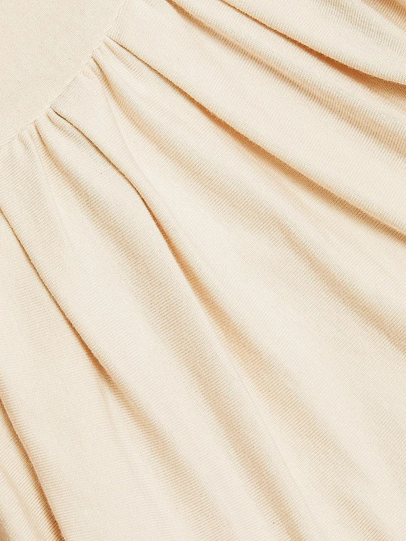 Maple Ruched One-Shoulder Long-Sleeve Top