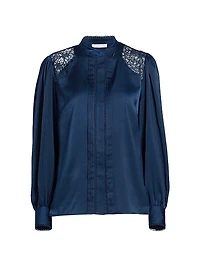 The Esperanza Lace-Trimmed Satin Blouse