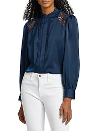 The Esperanza Lace-Trimmed Satin Blouse