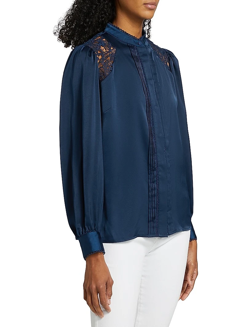 The Esperanza Lace-Trimmed Satin Blouse
