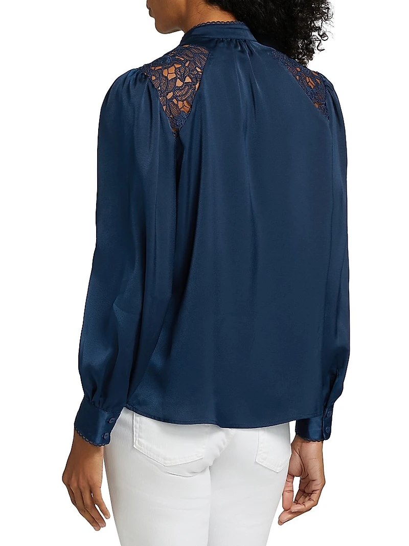 The Esperanza Lace-Trimmed Satin Blouse