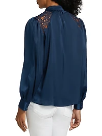 The Esperanza Lace-Trimmed Satin Blouse