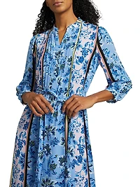 Floral Stretch-Silk Midi-Shirtdress