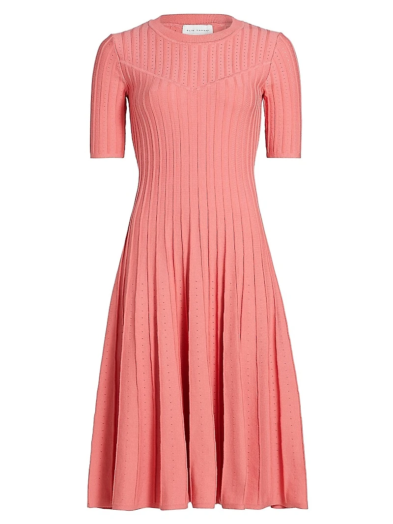 The Wanda Pleated Knit Fit & Flare Midi-Sweaterdress