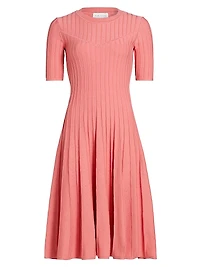 The Wanda Pleated Knit Fit & Flare Midi-Sweaterdress