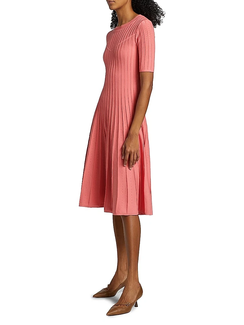 The Wanda Pleated Knit Fit & Flare Midi-Sweaterdress